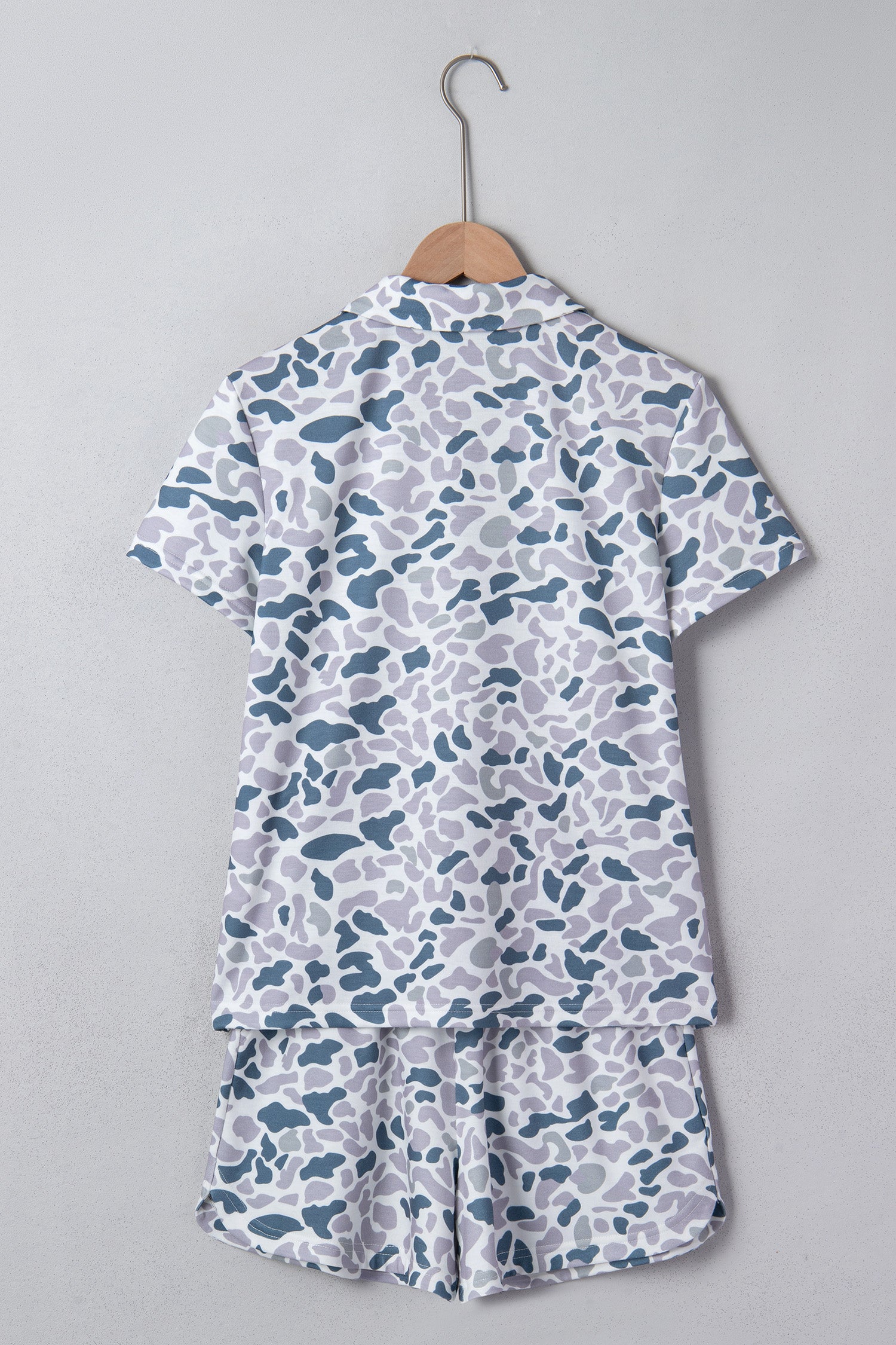 Abstract Patterned Polo Collar T Shirt and Shorts Set