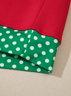 Polka Dot Patchwork Round Neck Plus Size Sweatshirt