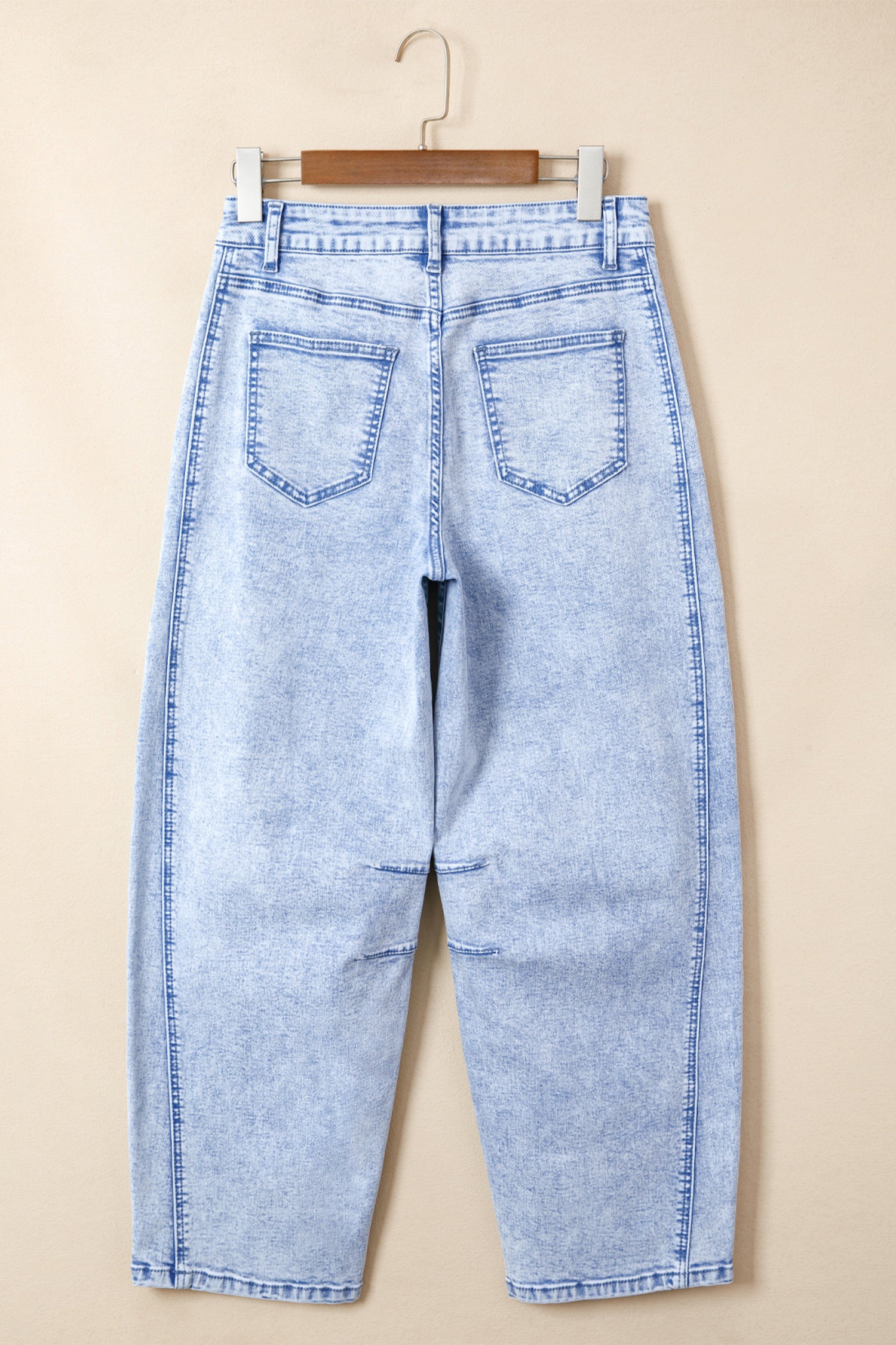 Beau Blue Light Washed Pull On Barrel Jeans