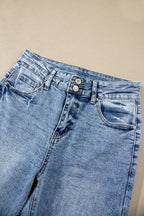 Beau Blue Acid Wash Pocket Detail Flare Jeans