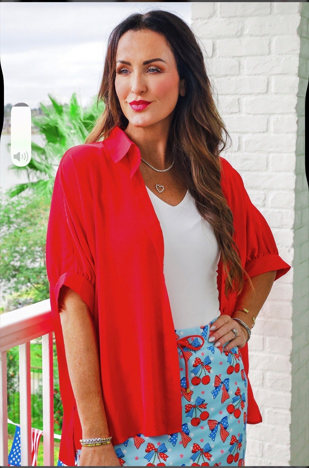 Preorder - Sutton Button Up Top - Red