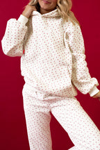 Floral Print Kangaroo Pocket Hoodie Sheath Sweatpants Set