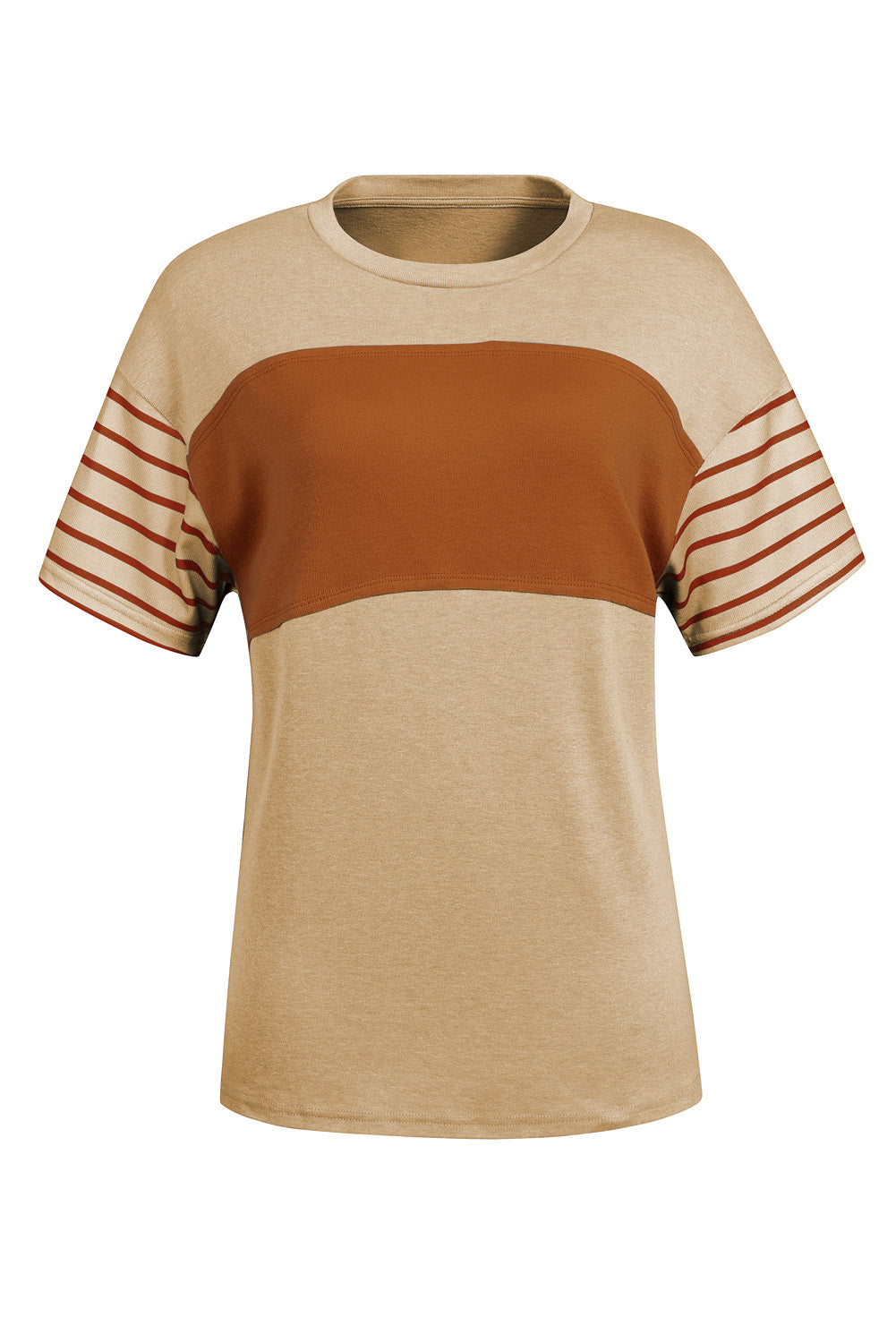 Red Dahlia Color Block Striped Detail Loose T Shirt