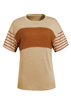 Red Dahlia Color Block Striped Detail Loose T Shirt