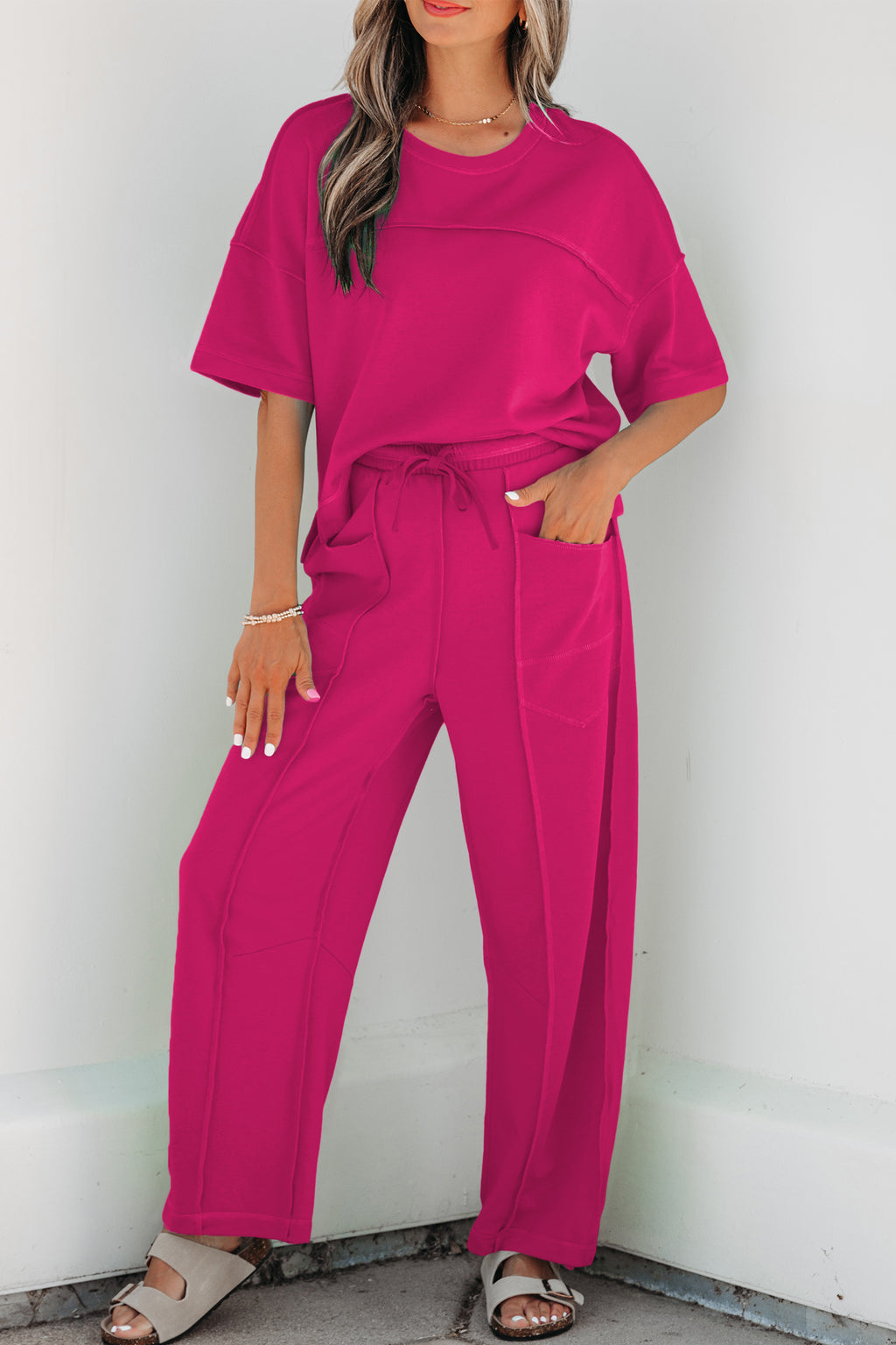 Drop Shoulder Boxy Tee and Barrel Pants Set