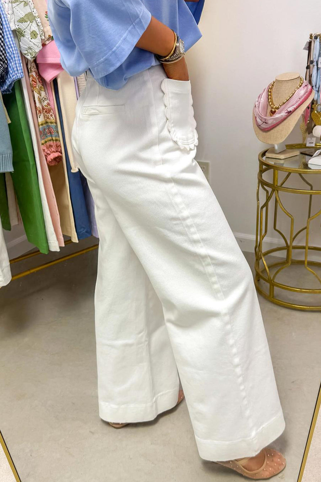 Scalloped Patch Pocket Shift Jeans