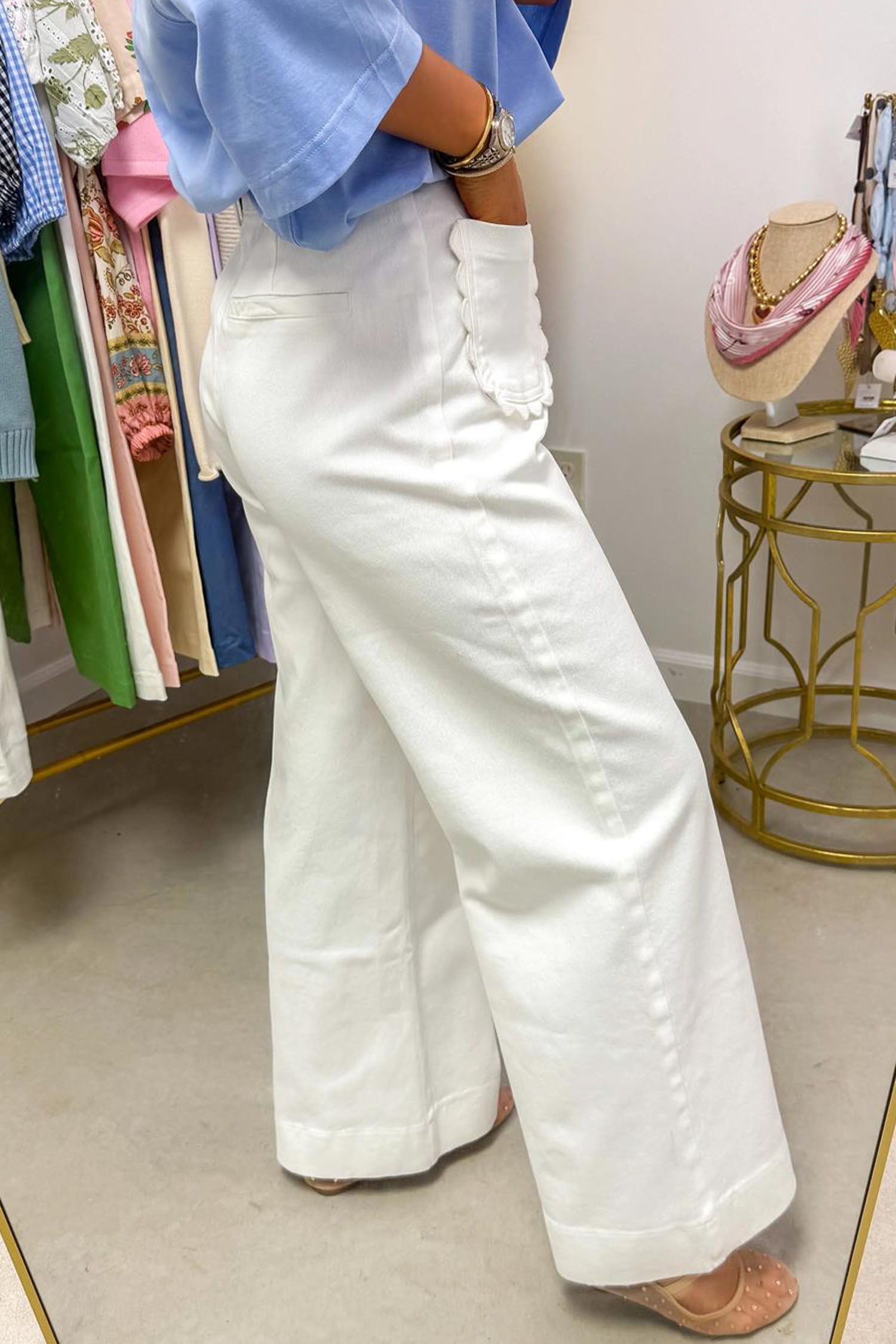 Scalloped Patch Pocket Shift Jeans