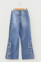 Ashleigh Blue Embroidered Western Print Flare Leg Full Length Jeans