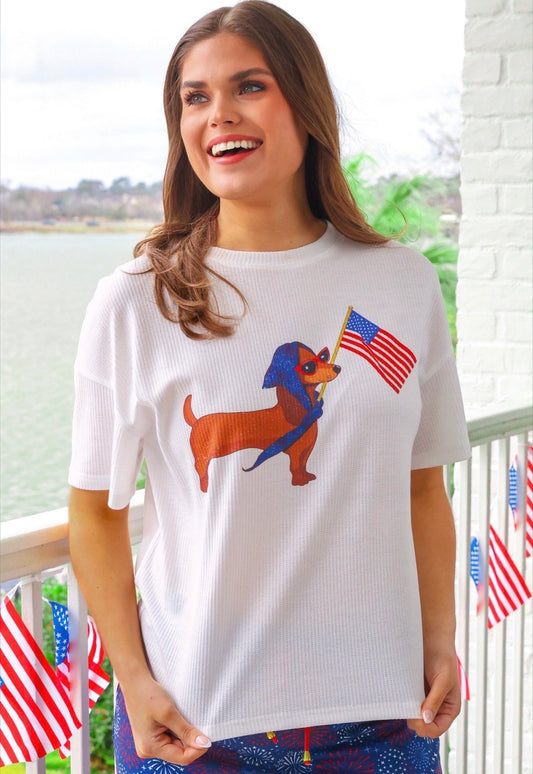 Preorder - Patriotic Pup Waffle Tee