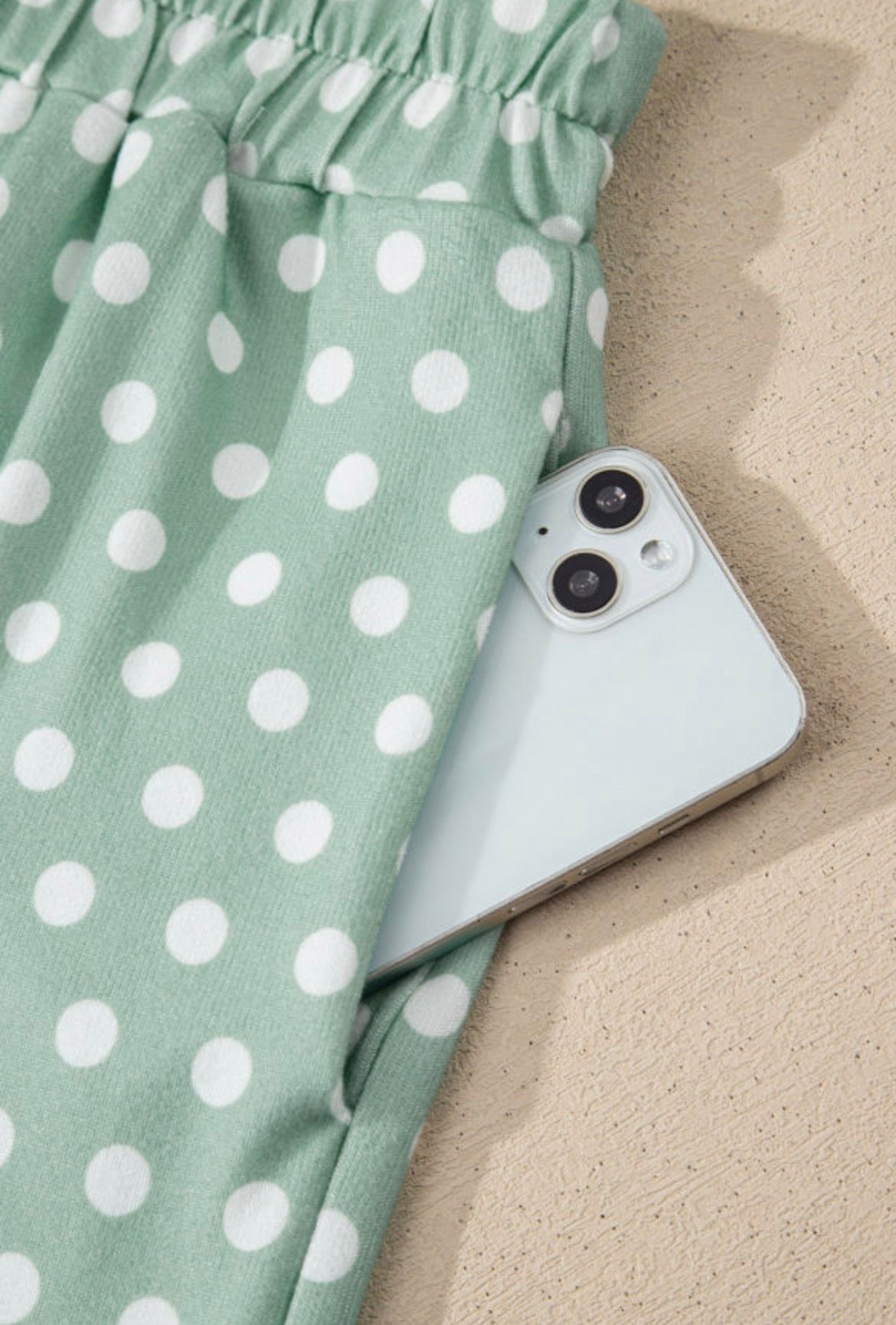 Green Polka Dot Print Short Set