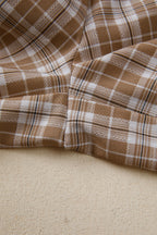 Chestnut Plaid Print Elastic Waist Bow Tie Contrast Detail Jogger Pants