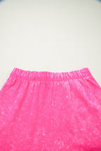Rose Red Mineral Wash Cotton Short Set