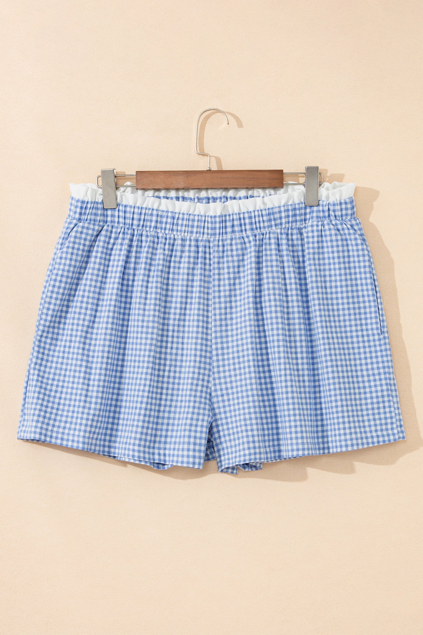 Contrast Trim Plaid Print Plus Size Shorts