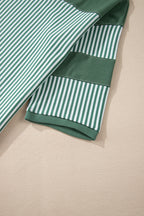 Black White Striped Patchwork 3/4 Sleeve Oversize Top