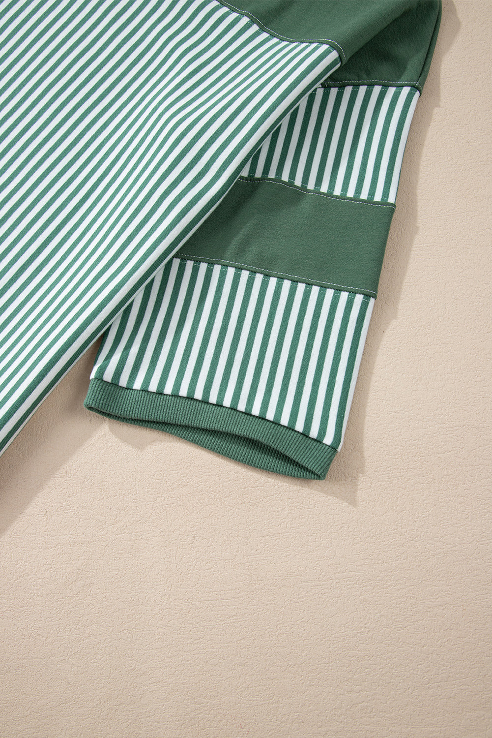 Black White Striped Patchwork 3/4 Sleeve Oversize Top