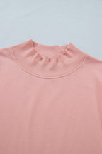 Black Solid Color High Neck Cap Sleeve Loose Top