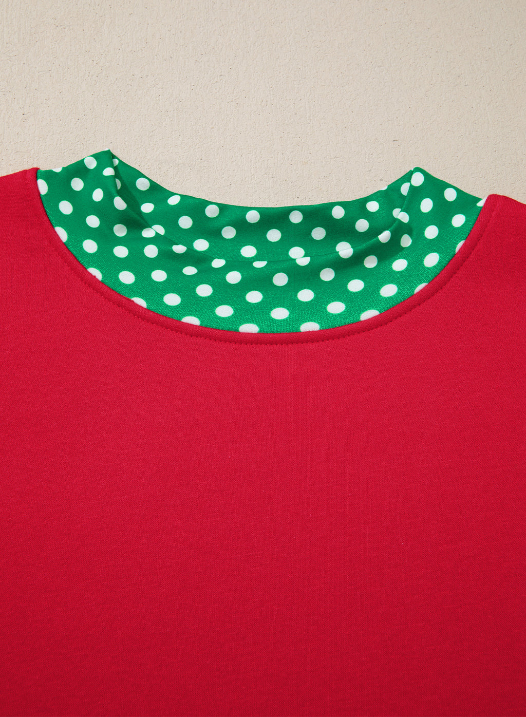 Polka Dot Patchwork Round Neck Plus Size Sweatshirt