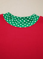 Polka Dot Patchwork Round Neck Plus Size Sweatshirt
