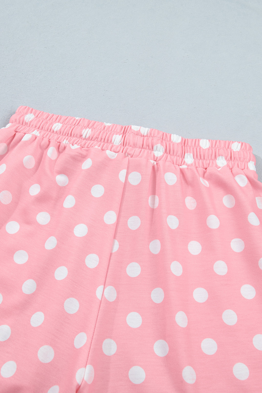 Sky Blue Polka Dot Oversized Top Drawstring Short Set
