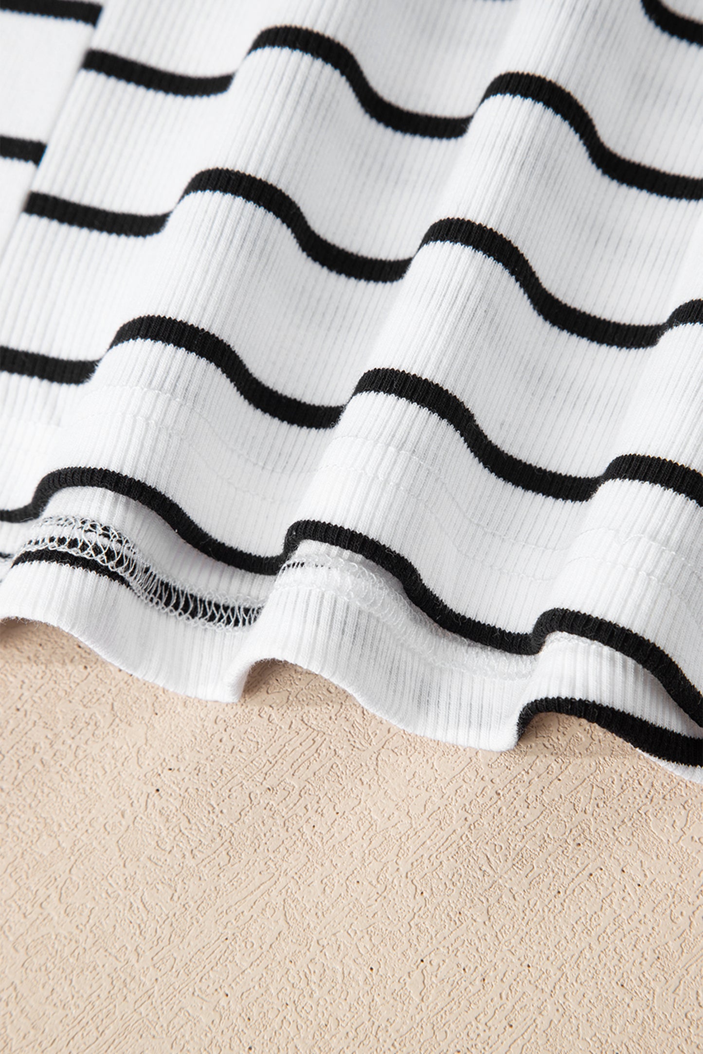 Black Stripe Stand Collar V Neck Elastic Cuffs Half Sleeve Dolman Top