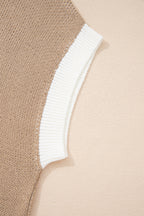 Goat Horse Shoe Pattern Contrast Trim Short Sleeve Sweater