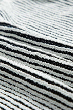 Striped Textured Knit Contrast Edge Loose Sweater