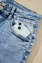 Beau Blue Acid Wash Pocket Detail Flare Jeans
