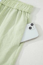 Green Gingham Plaid Button Detail Lace Trim Boxer Shorts