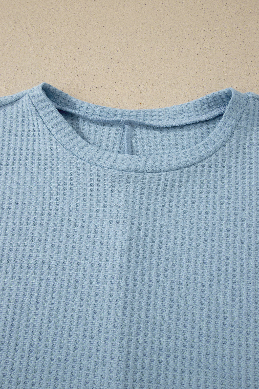 Sea Green Waffle Textured Knit Dolman Short Sleeve Loose Top