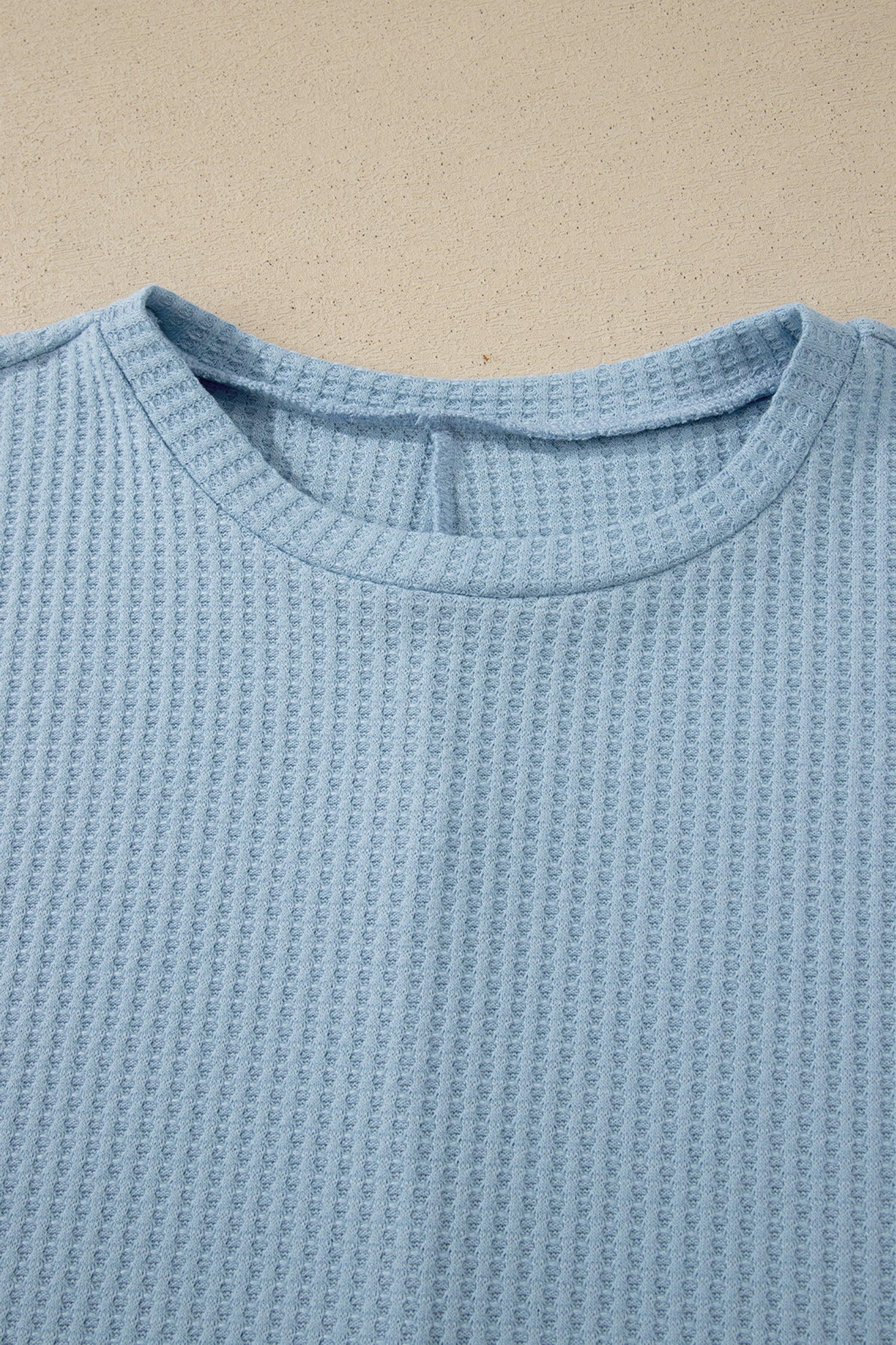 Sea Green Waffle Textured Knit Dolman Short Sleeve Loose Top