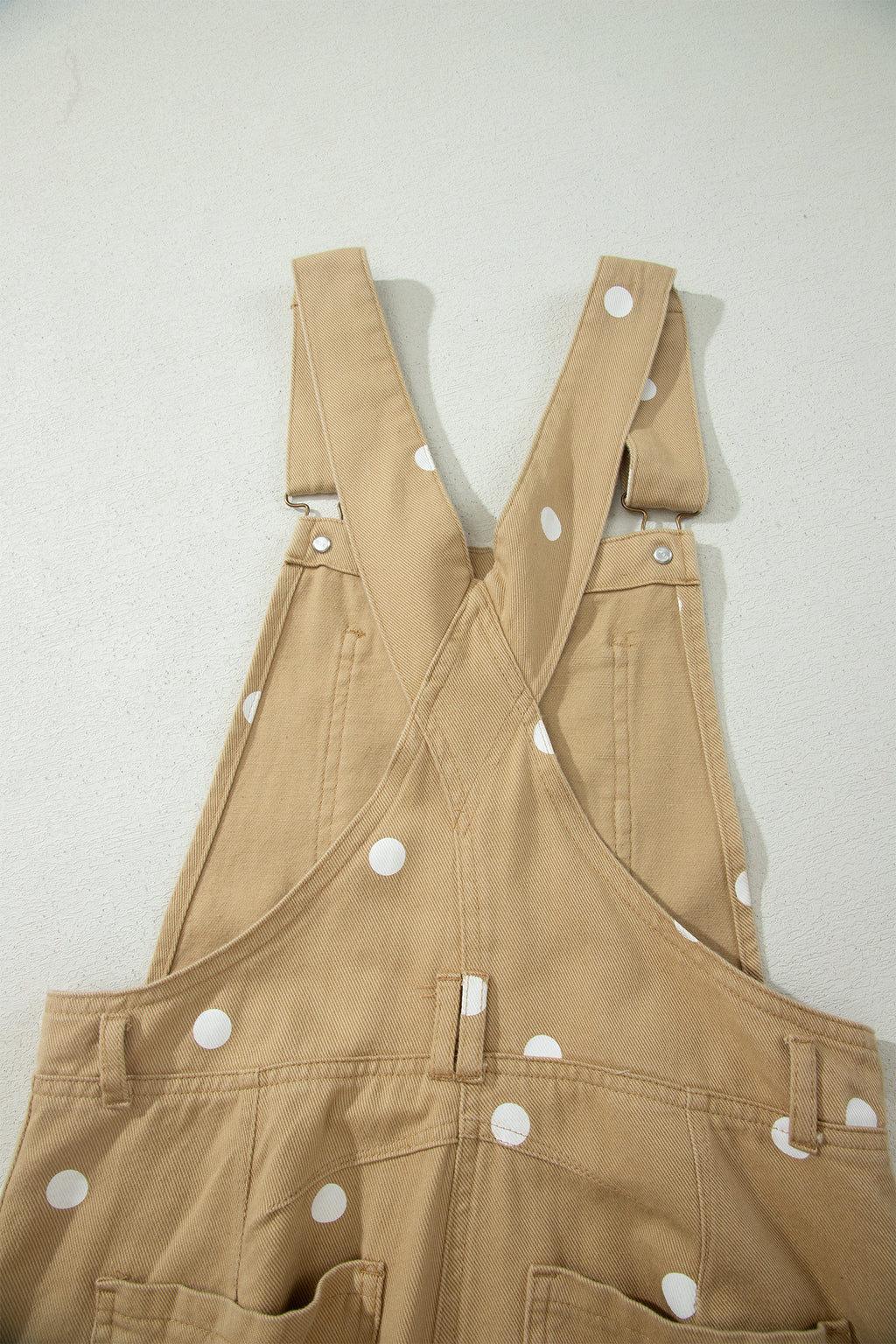 Polka Dot Print Bib Pocket Denim Barrel Overalls Jumpsuit