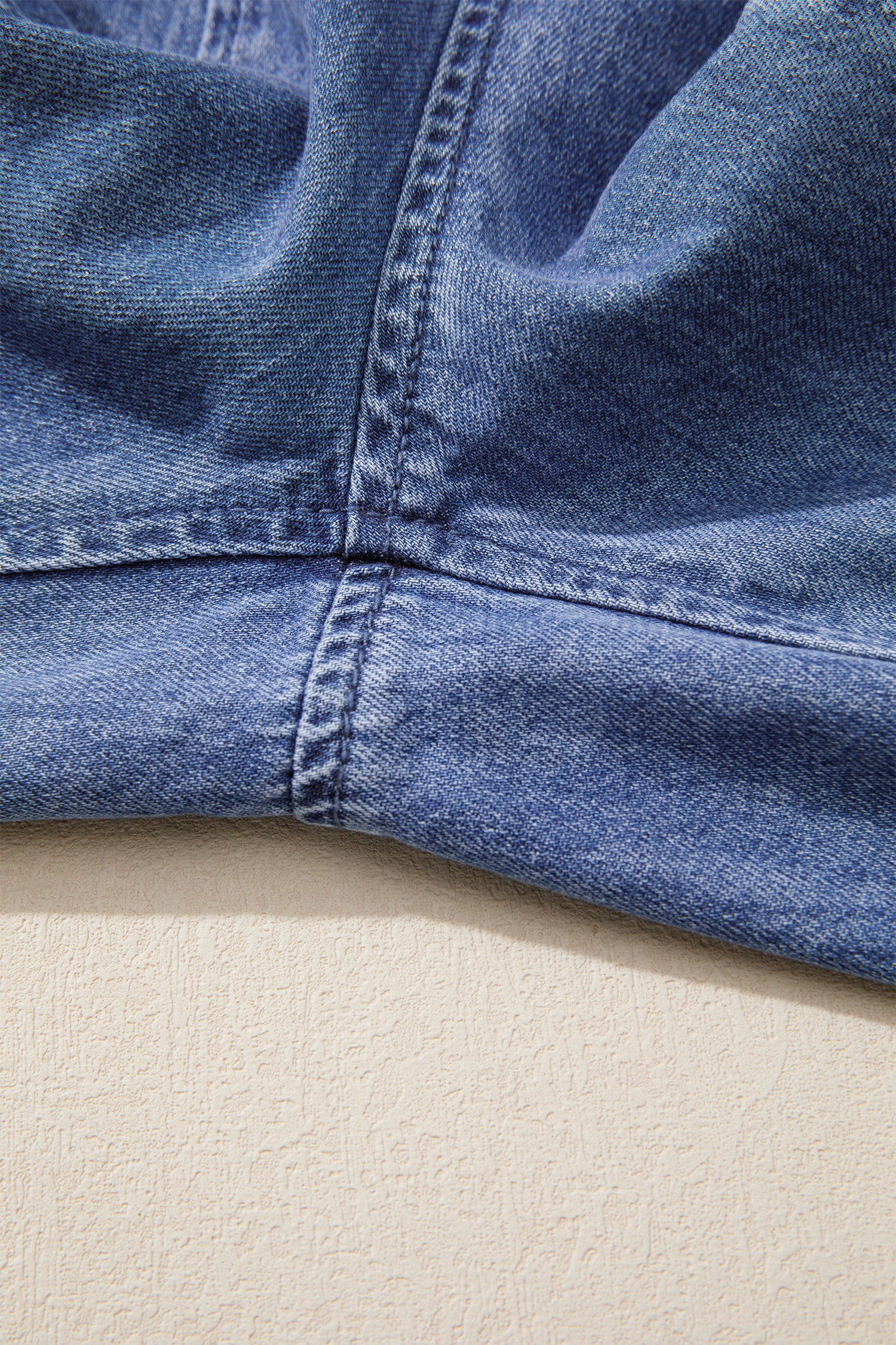 Dusk Blue High Rise Buttons Pleated Cropped Wide Leg Denim Pants