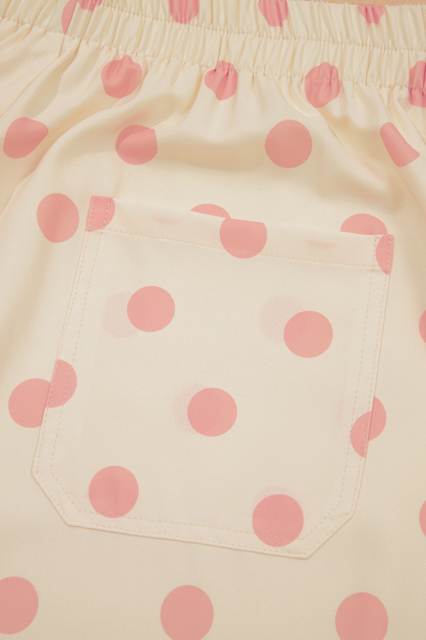 White Polka Dot Print Patched Pocket Loose Pants