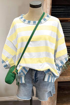 Stripe Exposed Seam Contrast Patchwork Oversized Top