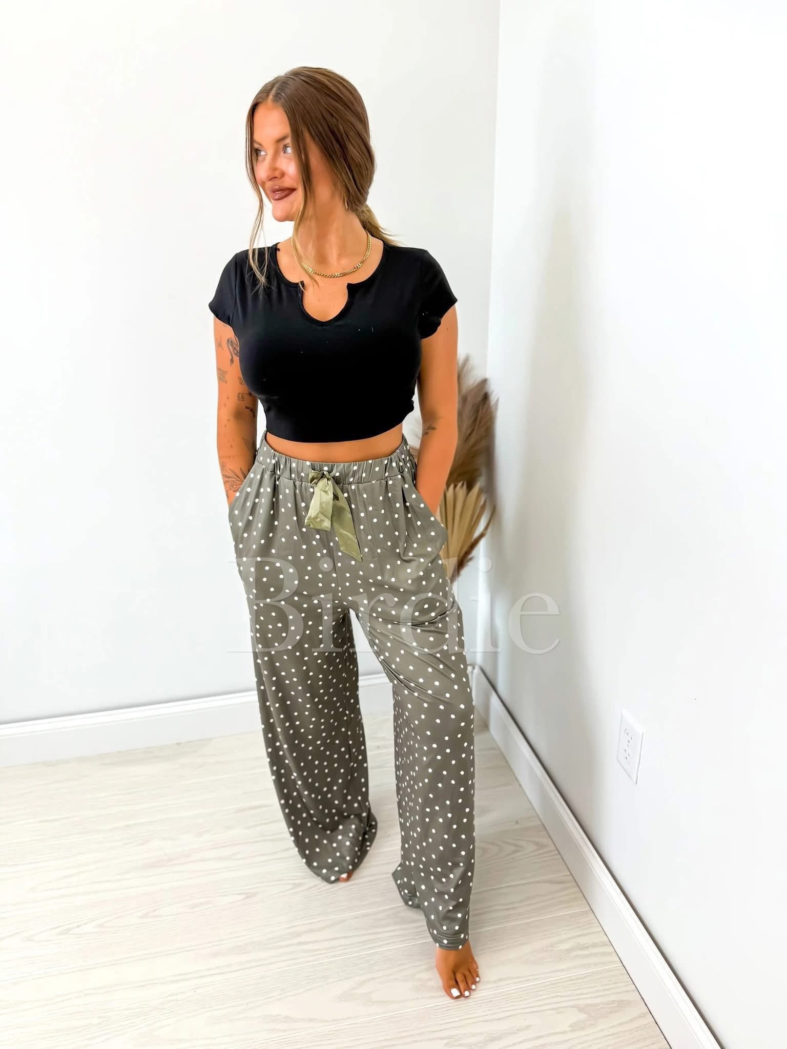 Sleepy Sprinkles Green Pajama Pants with Satin Bow