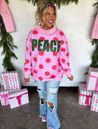 Peace & Polka Dot Mock Neck Pullover -Preorder ETA LATE OCTOBER