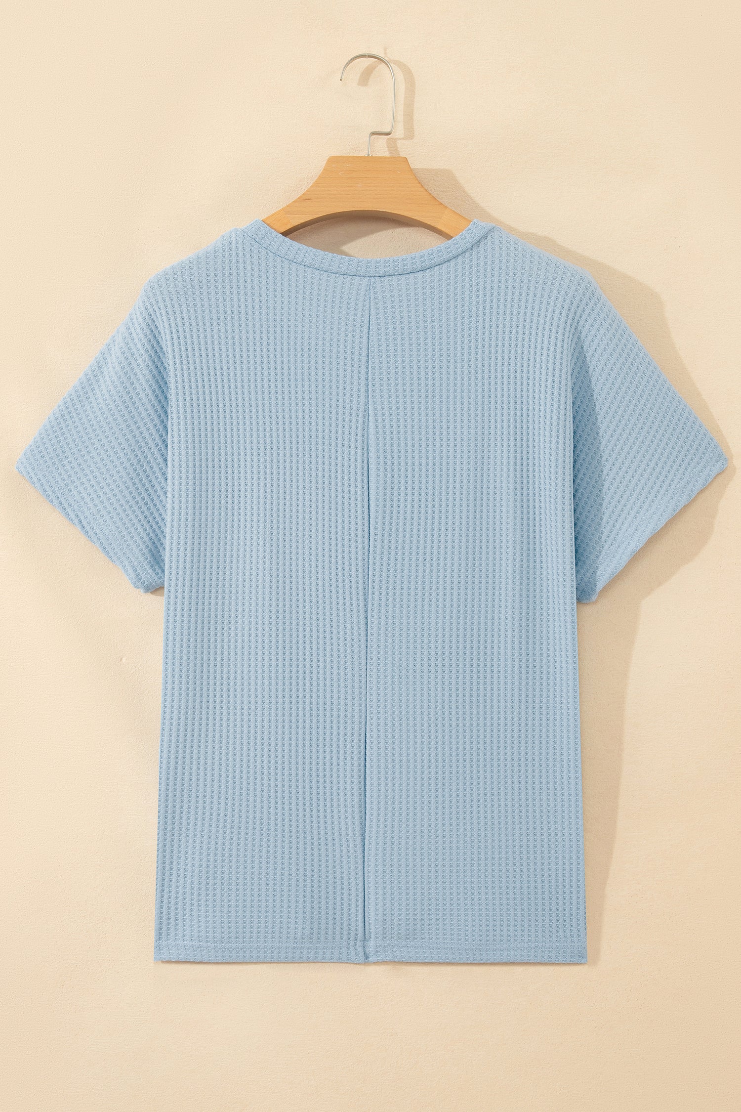 Sea Green Waffle Textured Knit Dolman Short Sleeve Loose Top