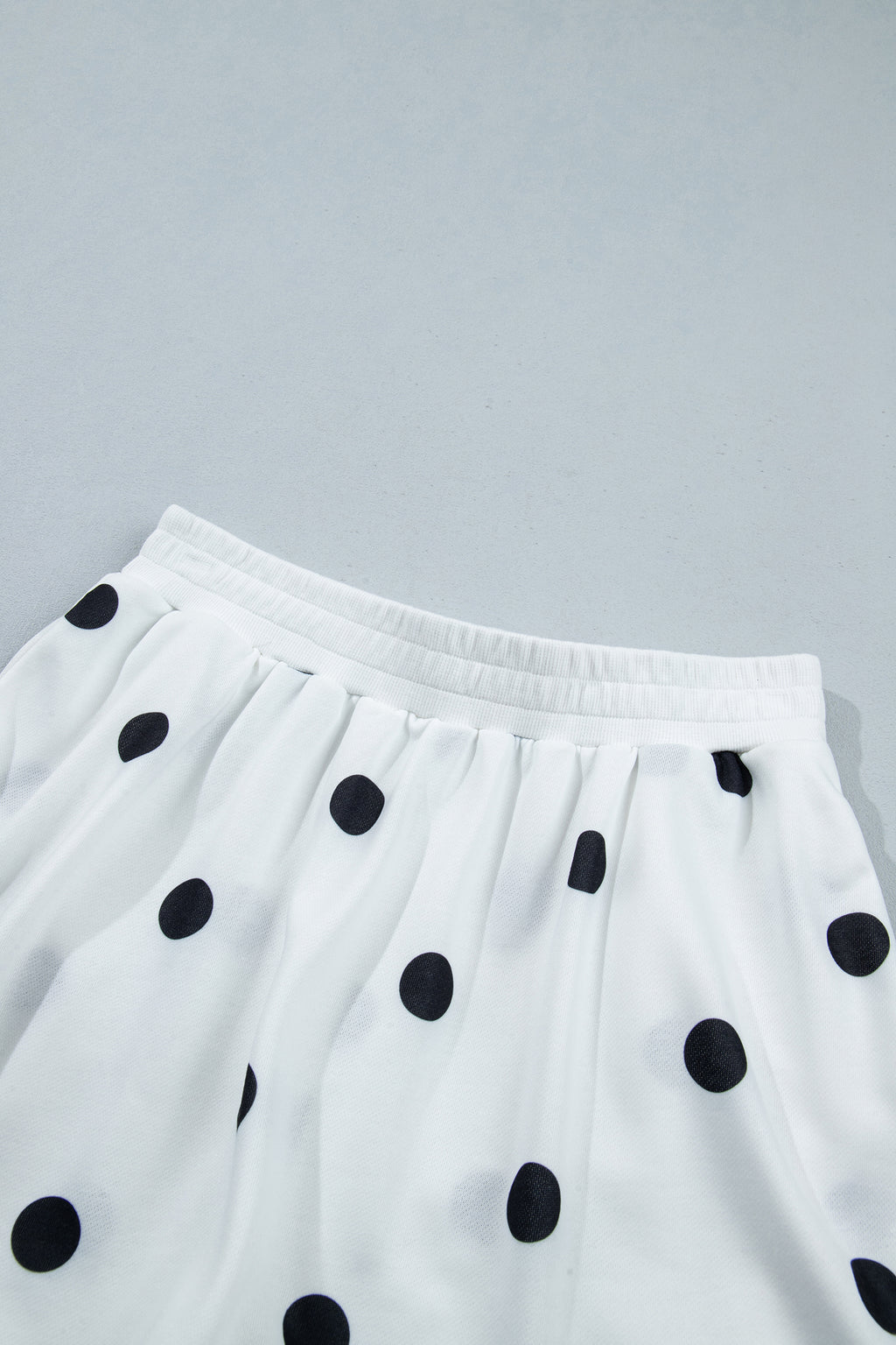 Red Polka Dot Raw Hem Relaxed Pullover Loose Skort Two Piece Set
