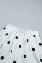 Red Polka Dot Raw Hem Relaxed Pullover Loose Skort Two Piece Set