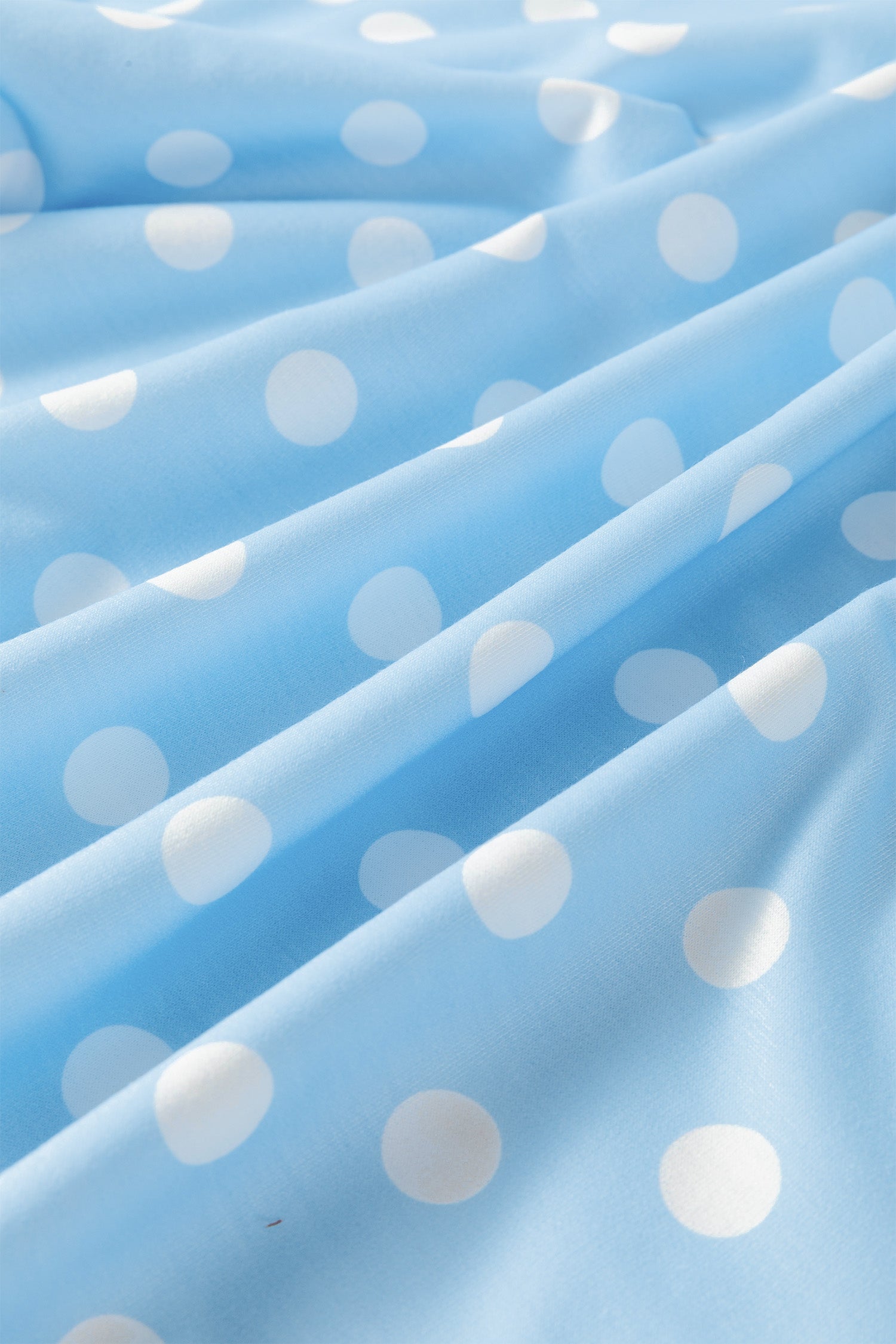 Sky Blue Polka Dot Oversized Top Drawstring Short Set