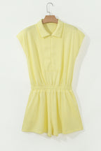 Yellow Cream Half Zip Polo Tee Elastic Waist Romper