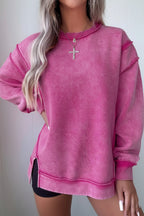 Mineral Wash Exposed Seam Side Slit Sweatshirt