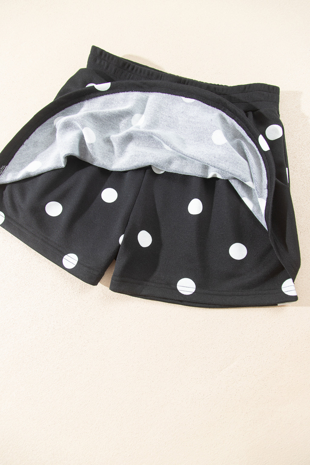 Red Polka Dot Raw Hem Relaxed Pullover Loose Skort Two Piece Set