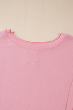 Waffle knit Bishop Sleeve Split Oversized Top