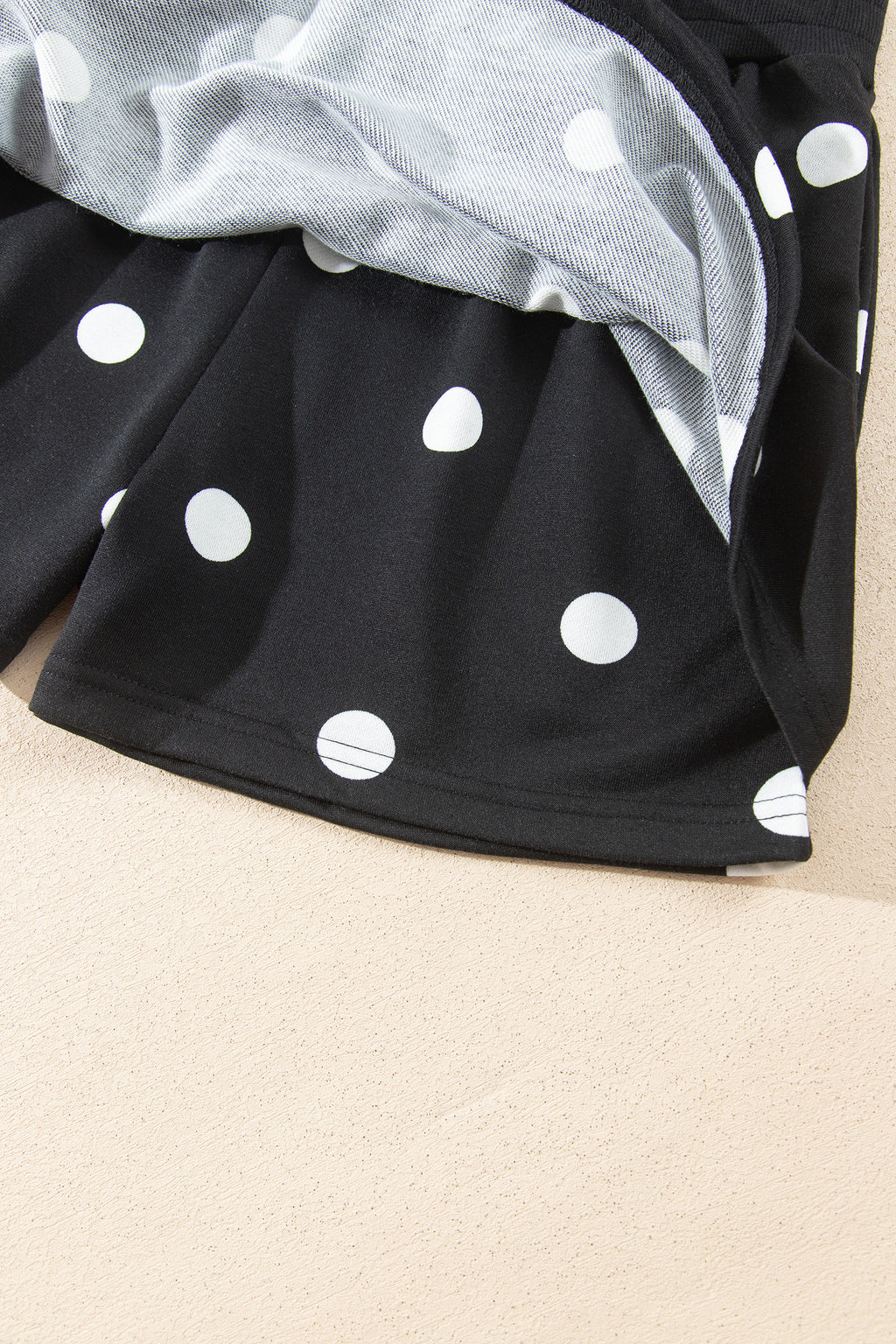 Red Polka Dot Raw Hem Relaxed Pullover Loose Skort Two Piece Set