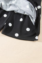 Red Polka Dot Raw Hem Relaxed Pullover Loose Skort Two Piece Set