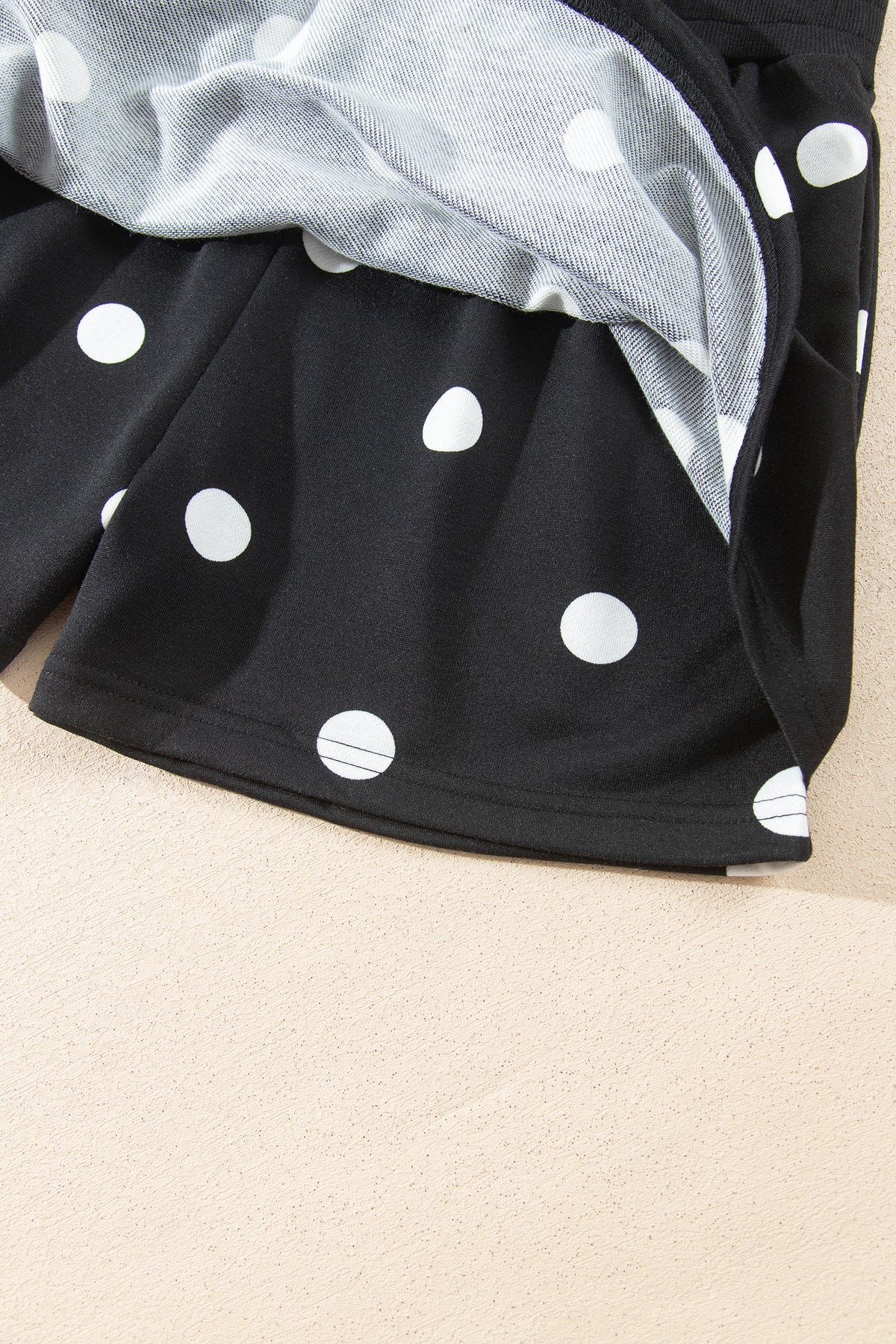 Red Polka Dot Raw Hem Relaxed Pullover Loose Skort Two Piece Set