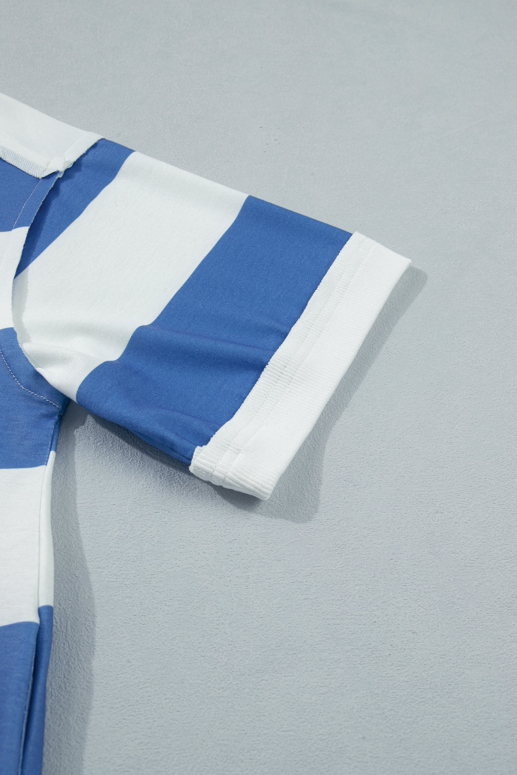 Blue Stripe Raw Seam Shoulder Detail Casual Tee Dress