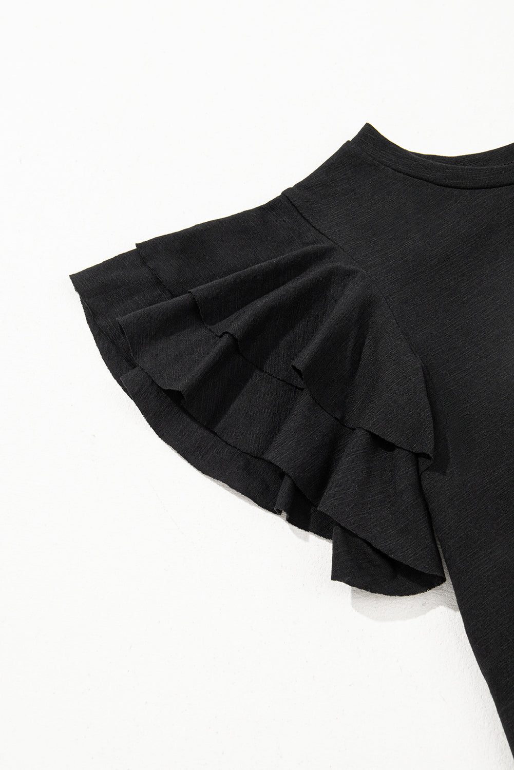 Layered Ruffle Short Sleeve Round Neck Top