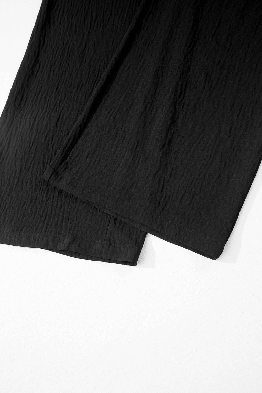 Color black Solid Color Textured Crossed Waist Loose Pants